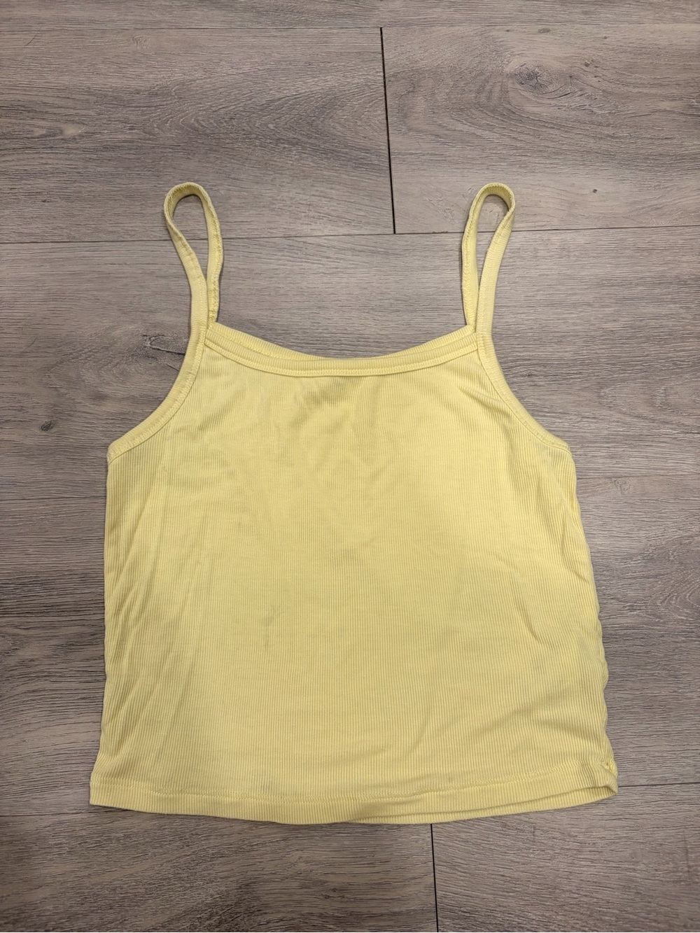 Aritzia Pale Yellow Ribbed Spaghetti Strap Tank